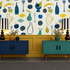 Naive Fruit Motif Wallpaper - Blue Bottle