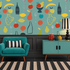 Naive Fruit Motif Wallpaper - Aqua