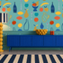Naive Fruit Motif Wallpaper - Turquoise