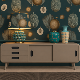 Tropical Fruit Wallpaper - Petrol