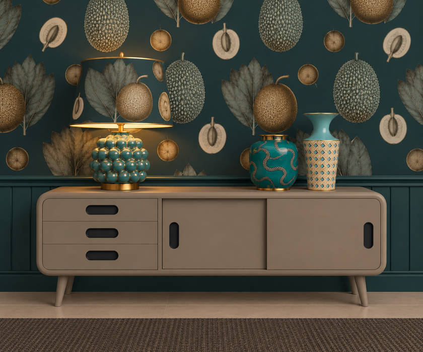 Tropical Fruit Wallpaper - Petrol