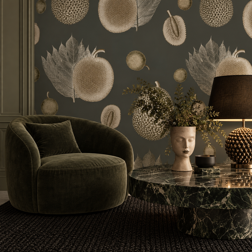 Tropical Fruit Wallpaper - Mocha
