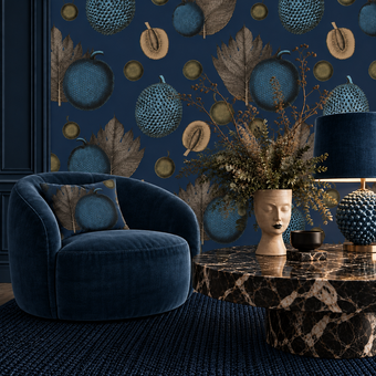 Tropical Fruit Wallpaper - Cobalt