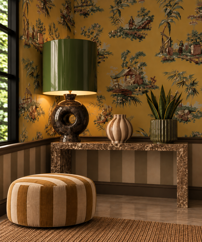 Vintage Oriental Wallpaper - Ochre