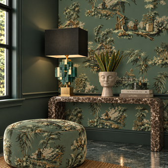 Vintage Oriental Wallpaper - Celadon