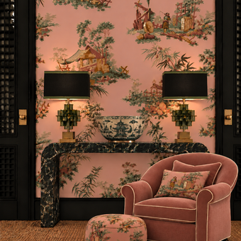 Vintage Oriental Wallpaper - Blush