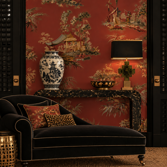 Vintage Oriental Wallpaper - Chinese Red