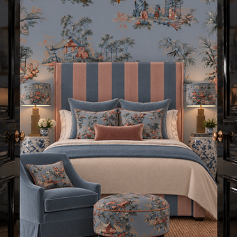 Vintage Oriental Wallpaper - Powder Blue