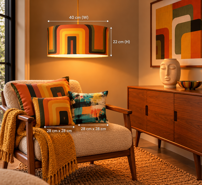 Medium Retro geometric Lampshade