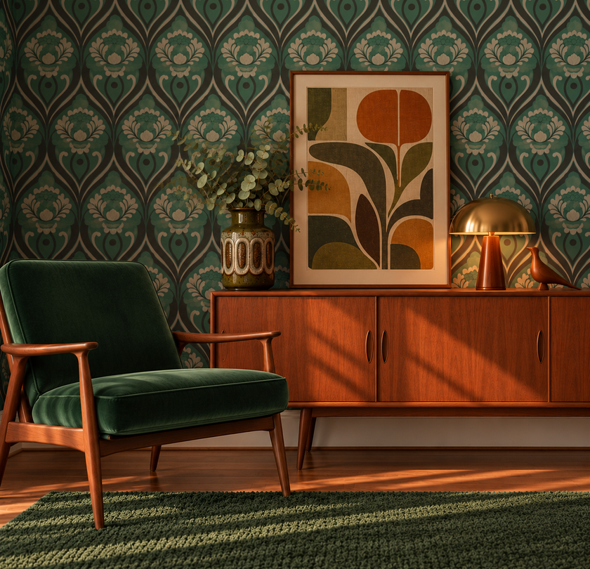 Vintage floral Damask Wallpaper