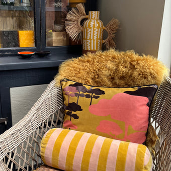 Cloud Tree Velvet Cushion - Ochre