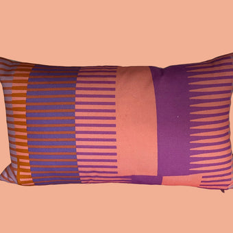 Small Oblong Combed Stripe Cushion - Fuchsia
