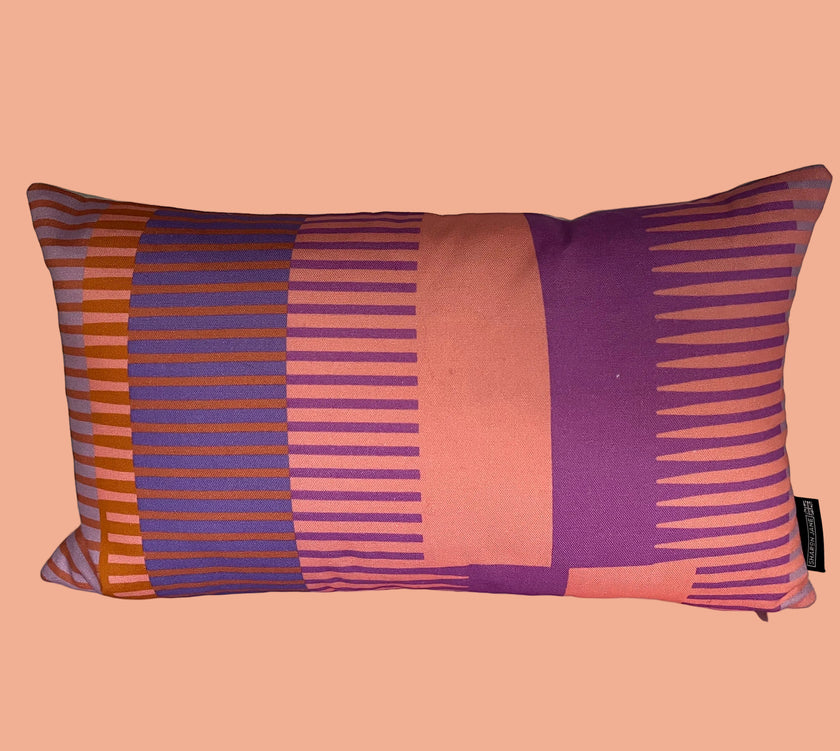 Small Oblong Combed Stripe Cushion - Fuchsia