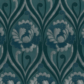 Vintage floral damask Wallpaper - Petrol