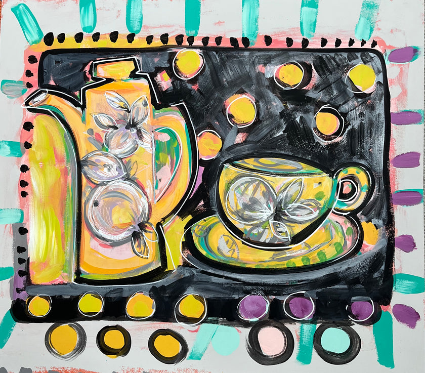 Tea Pot Gouache Painting