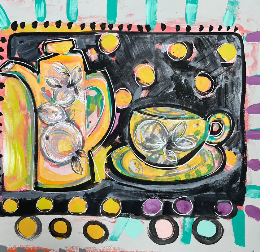 Tea Pot Gouache Painting