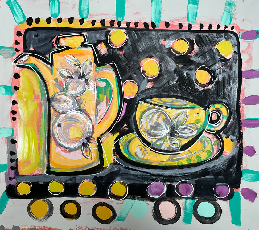 Tea Pot Gouache Painting