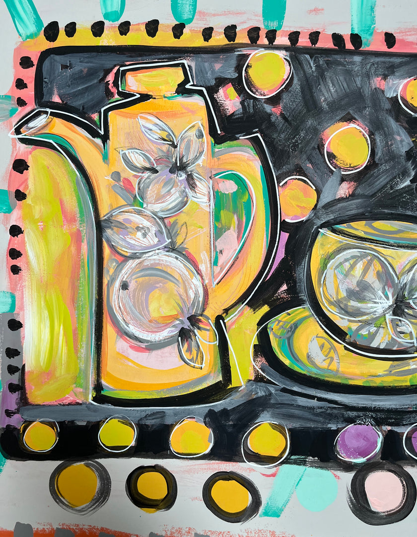 Tea Pot Gouache Painting