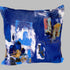 Abstract painterly Velvet Cushion - Cobalt