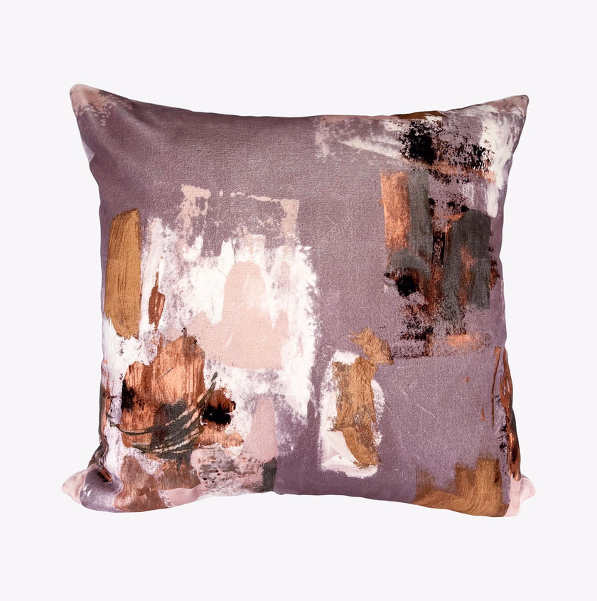 Abstract painterly Velvet Cushion - Mink