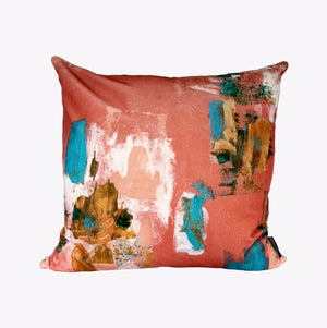 Abstract painterly Velvet Cushion - Dusky