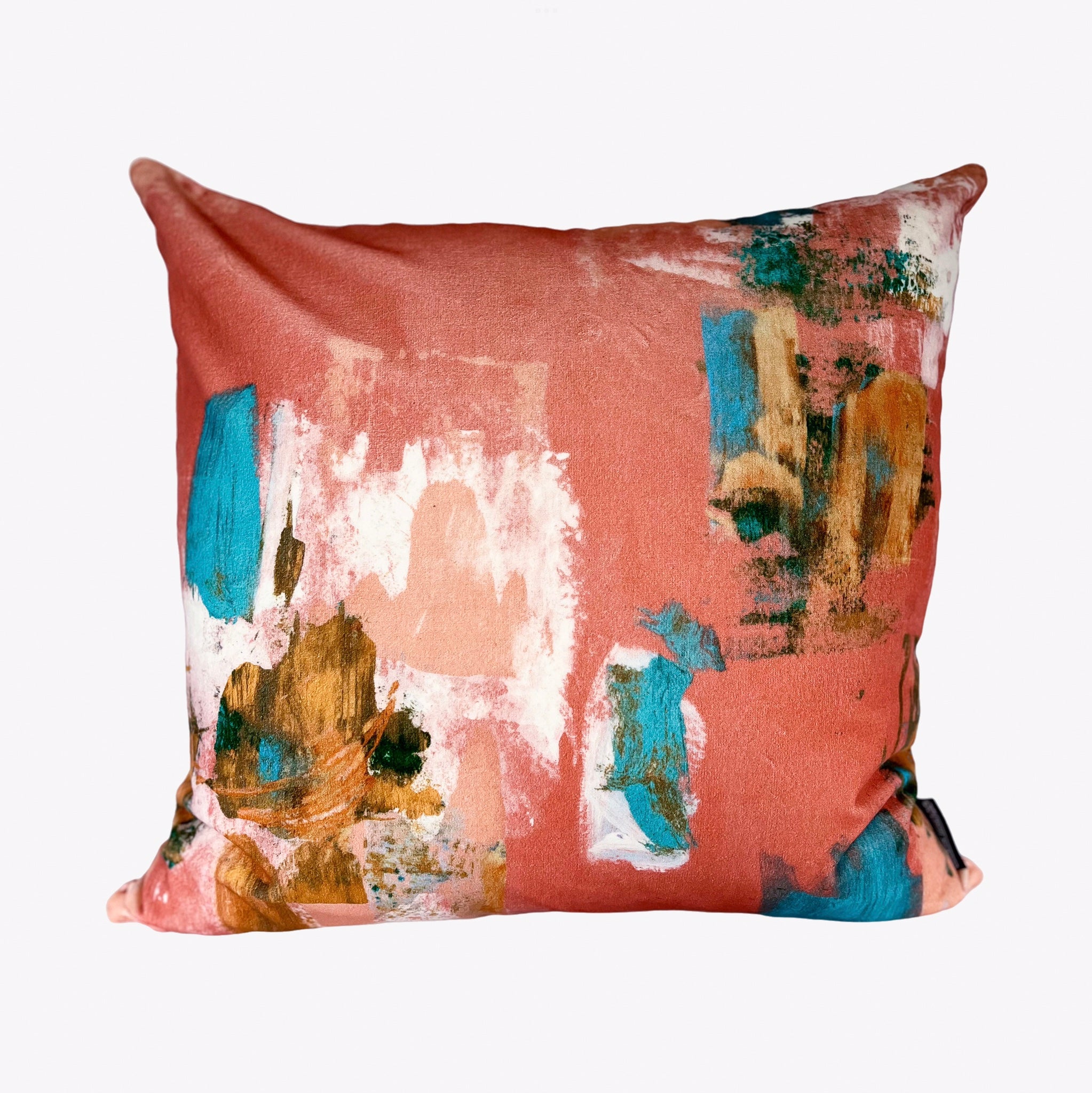 Abstract painterly Velvet Cushion - Dusky