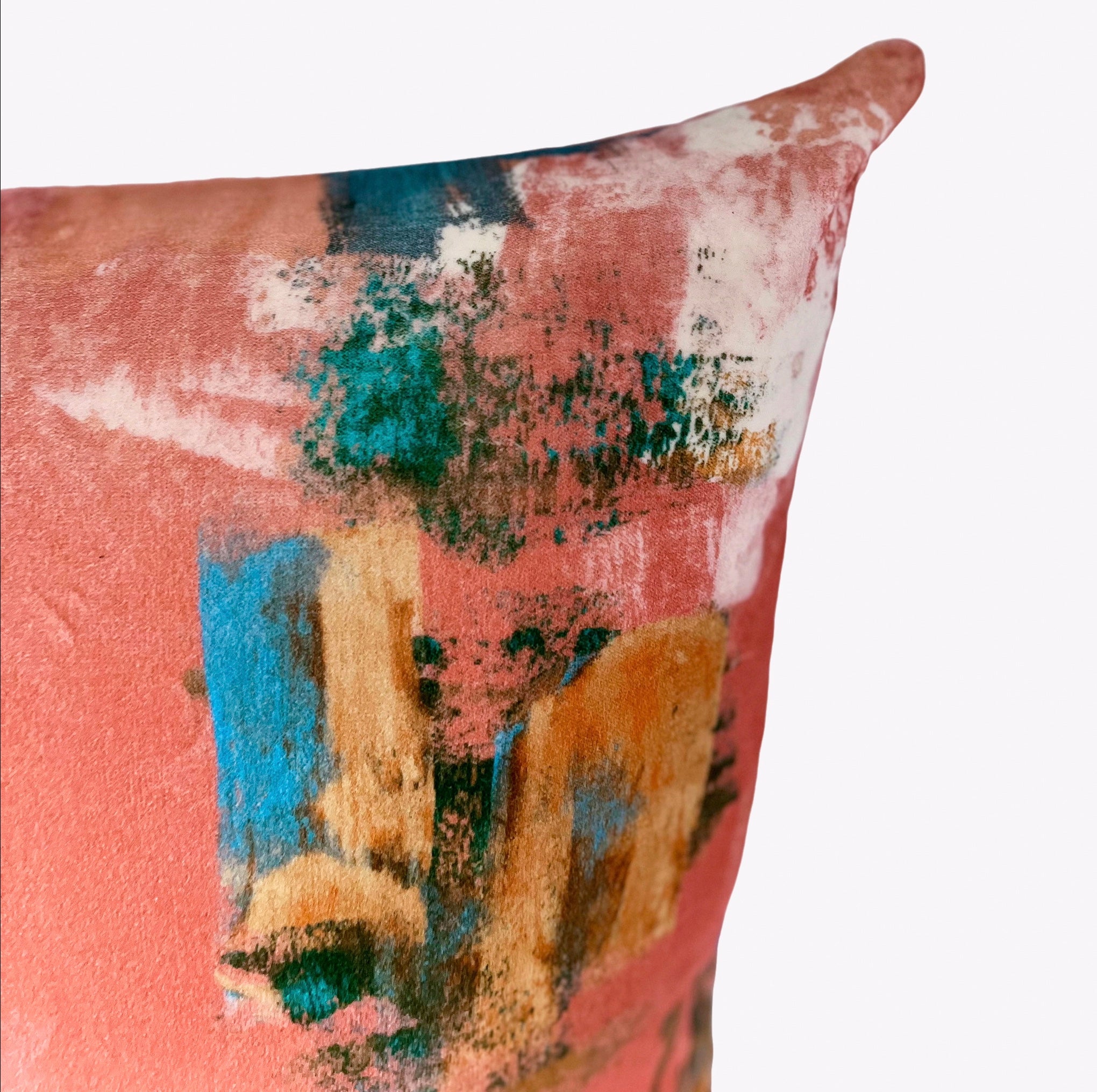 Abstract painterly Velvet Cushion - Dusky