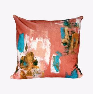 Abstract painterly Velvet Cushion - Dusky