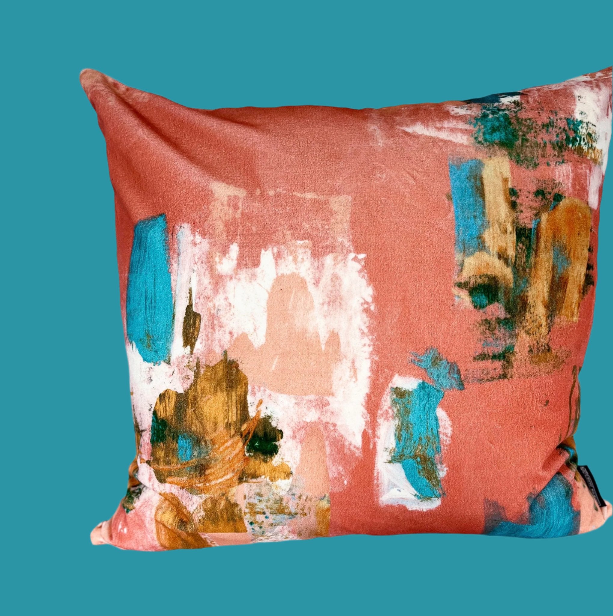 Abstract painterly Velvet Cushion - Dusky