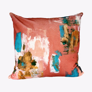 Abstract painterly Velvet Cushion - Dusky