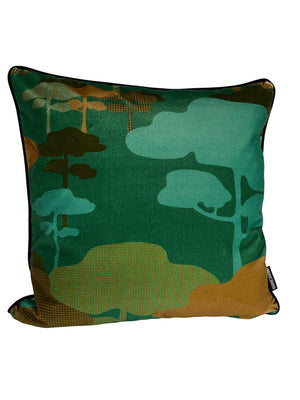 Retro Tree Velvet Cushion - Teal + Turquoise