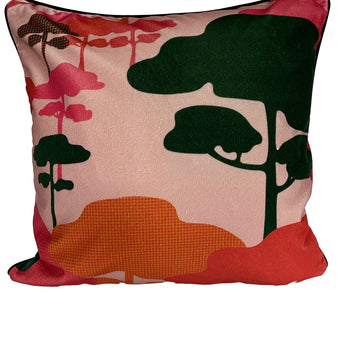 Cloud Tree Velvet Cushion - Rose