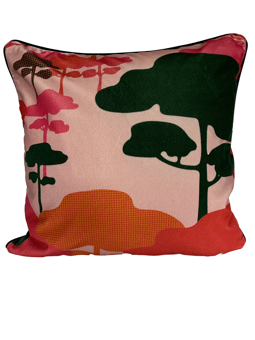 Cloud Tree Velvet Cushion - Rose