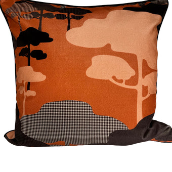 Cloud Tree Velvet Cushion - Burnt orange