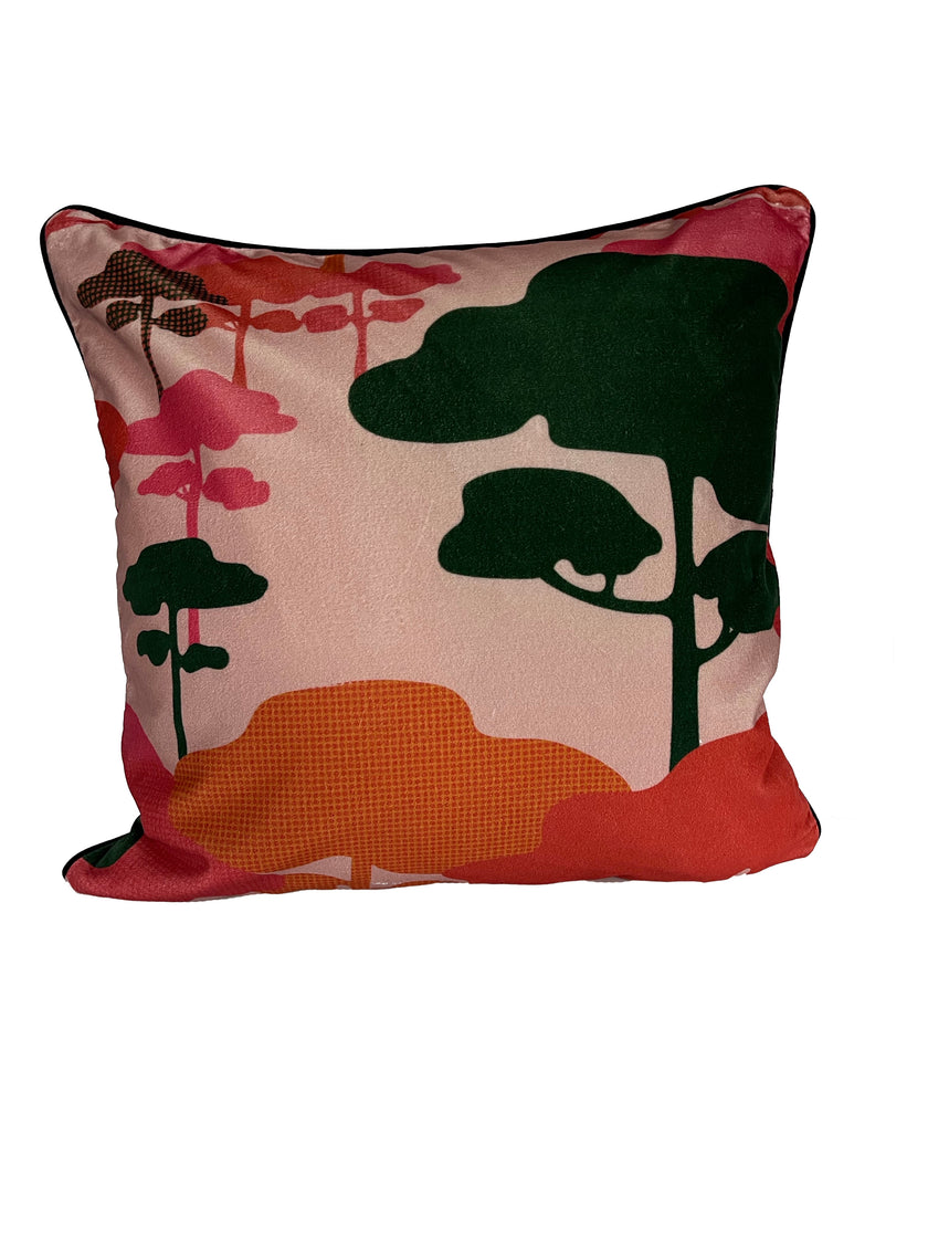 Cloud Tree Velvet Cushion - Rose