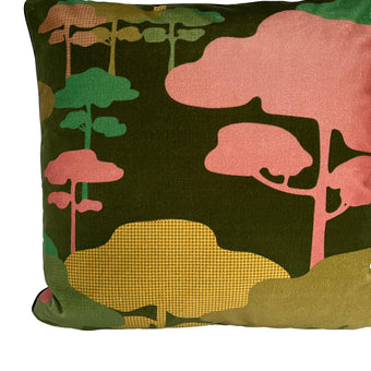 Cloud Tree Velvet Cushion - Hunter green