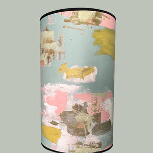 Tall Painterly Abstract Lampshade - duck egg