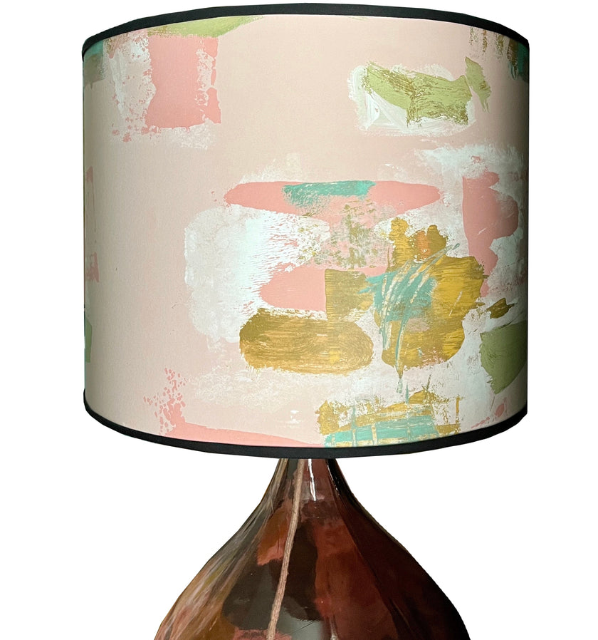 Large Painterly Abstract Lamp shade - pink