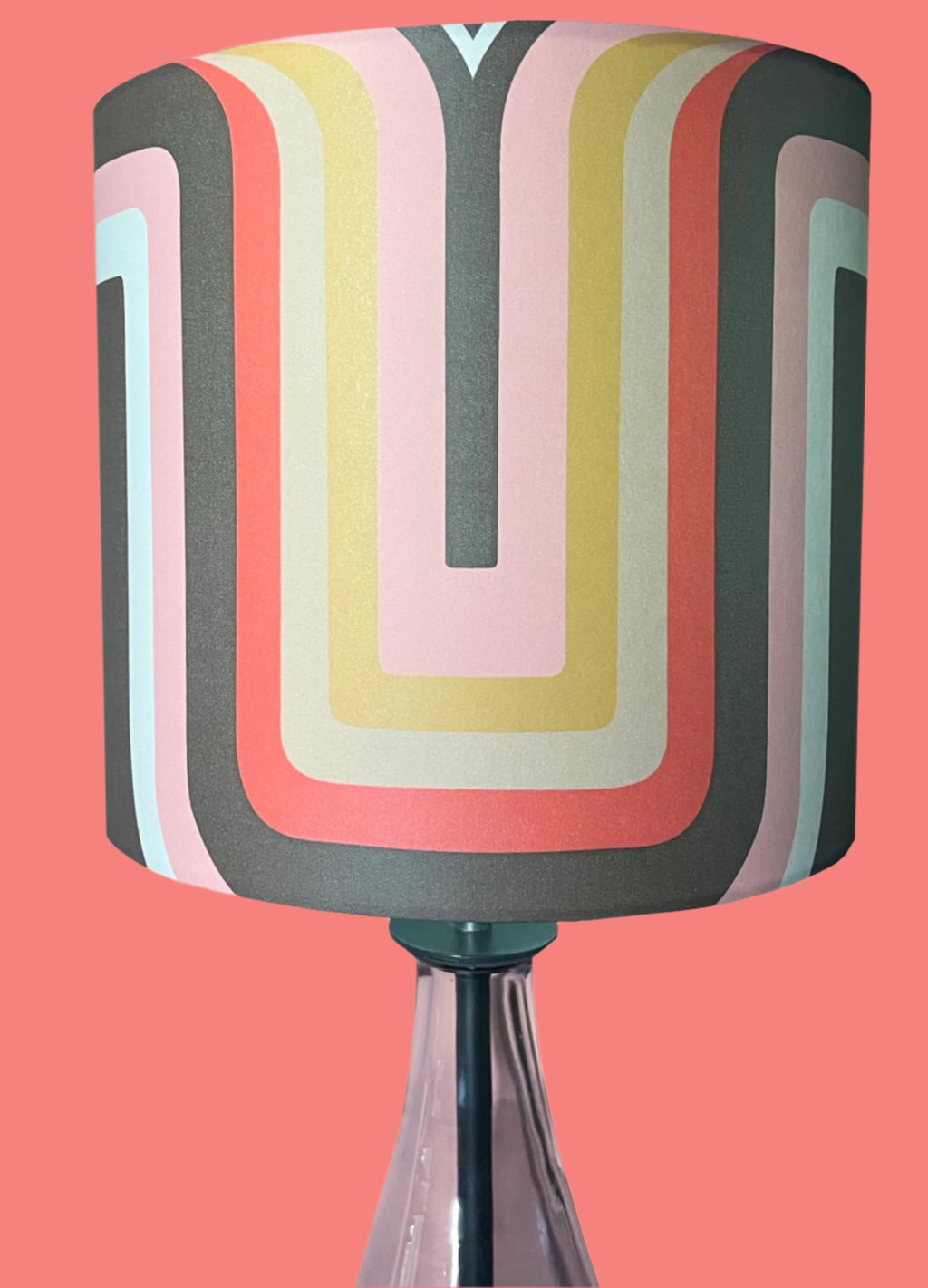 Retro geometric Lampshade - brown + pink