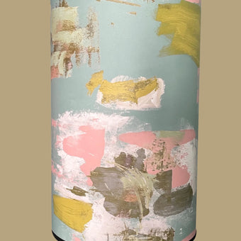 Tall Painterly Abstract Lampshade - duck egg