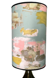 Large Painterly Abstract Lampshade - duck egg