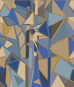 4 panel Geometric mural Wallpaper - Denim