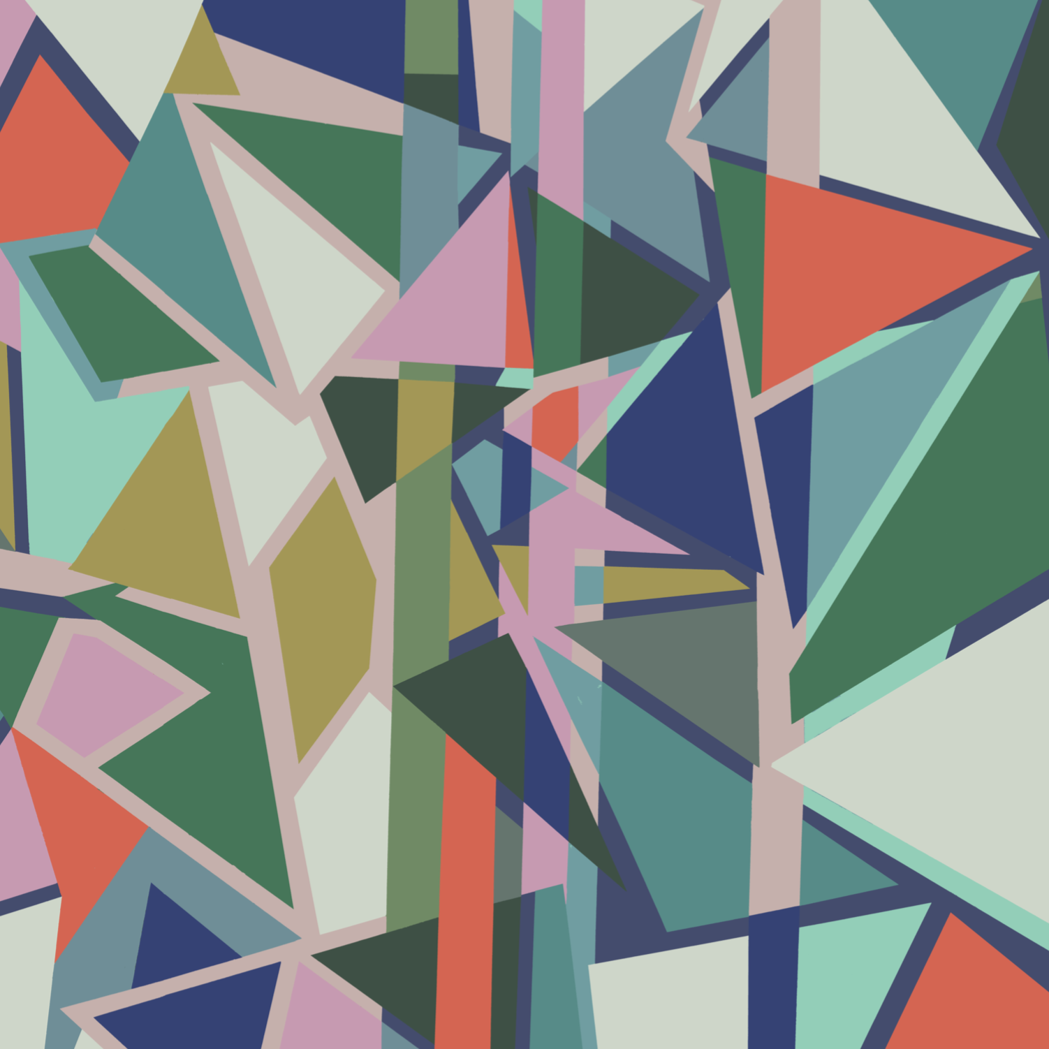 4 panel Geometric mural Wallpaper - Navy