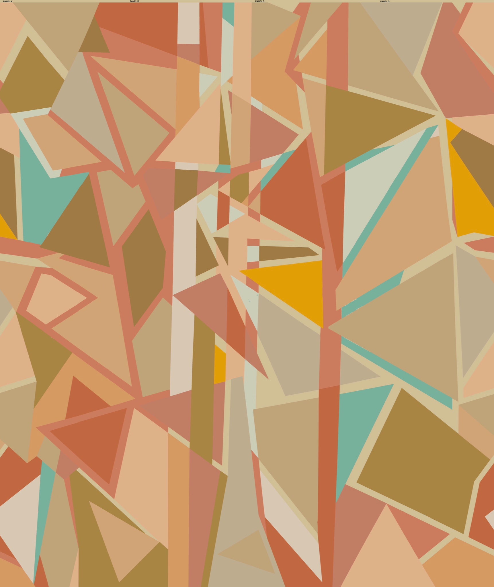 4 panel Geometric mural Wallpaper - Sand