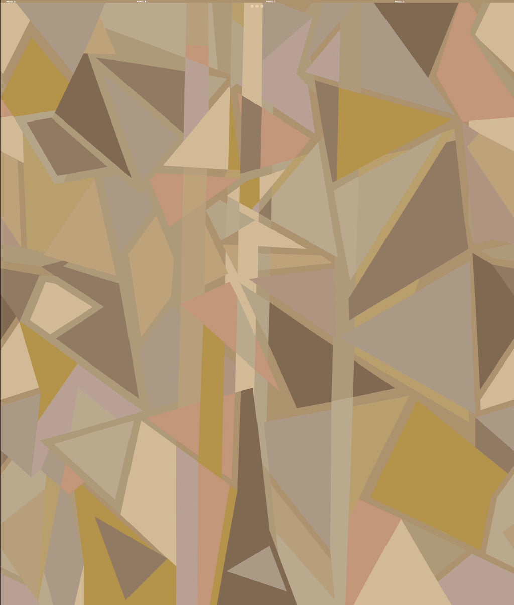 4 panel Geometric mural Wallpaper - Dove