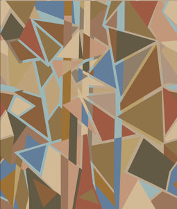 4 panel Geometric mural Wallpaper - Burnt umber