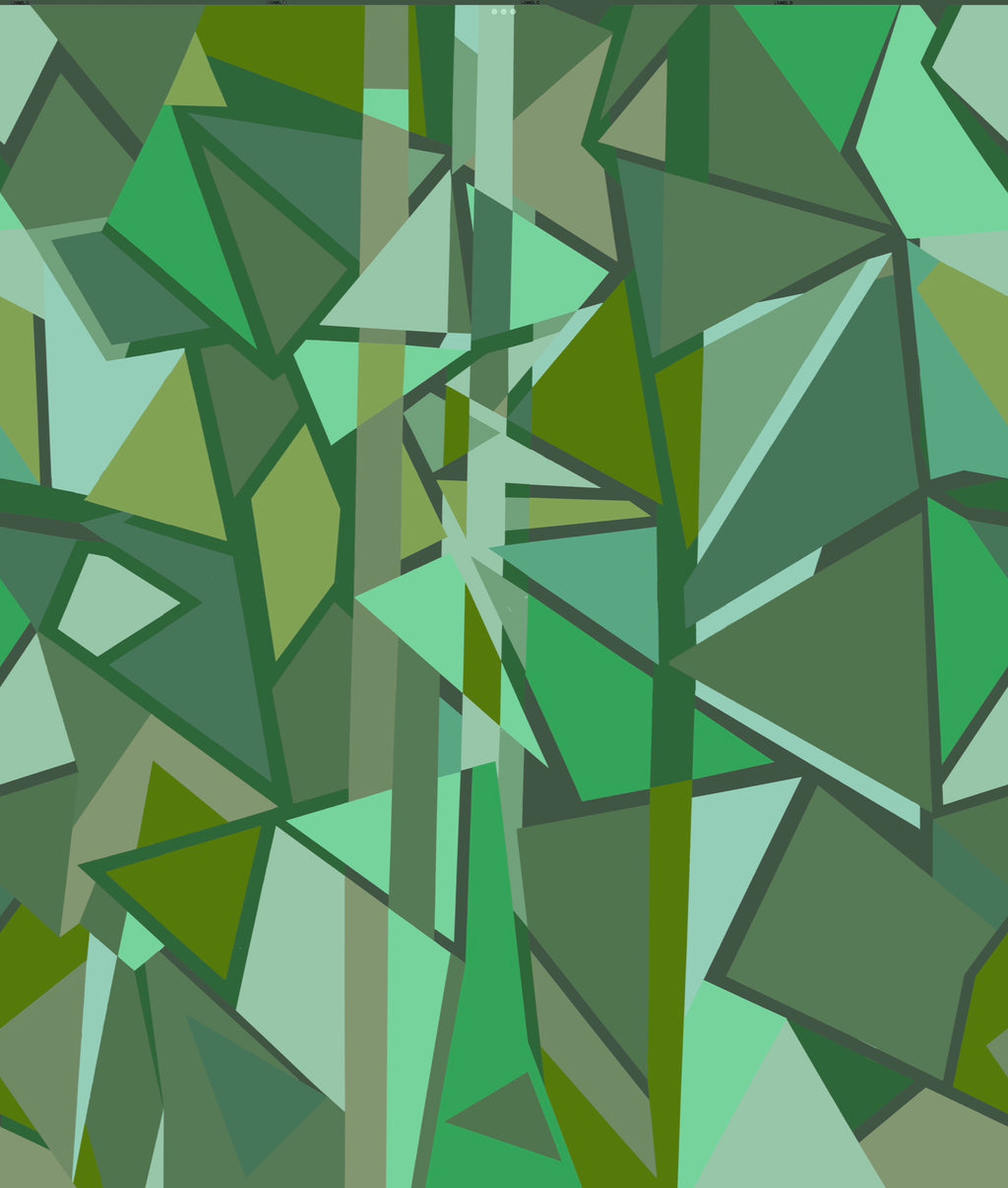 4 panel Geometric mural Wallpaper - Olive