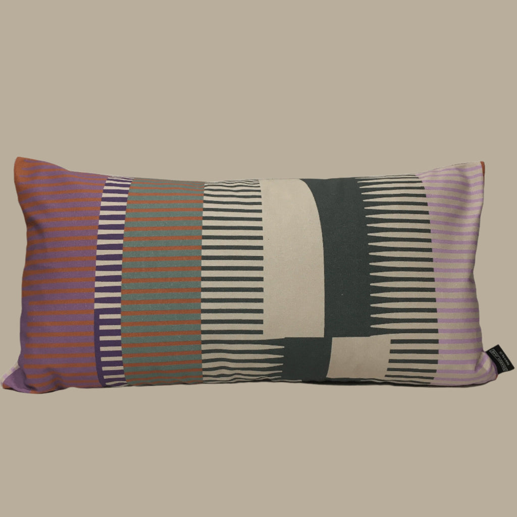 Combed Stripe Cushion - Raspberry, lilac + terracotta