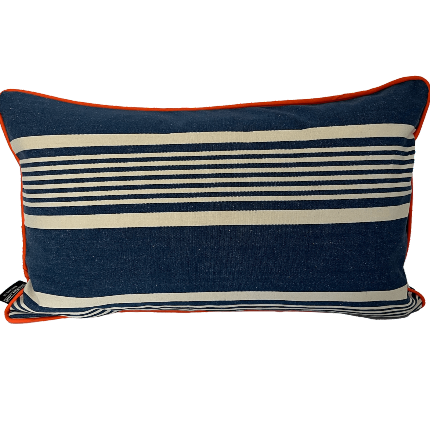 Cotton Striped Cushion - Blue + White