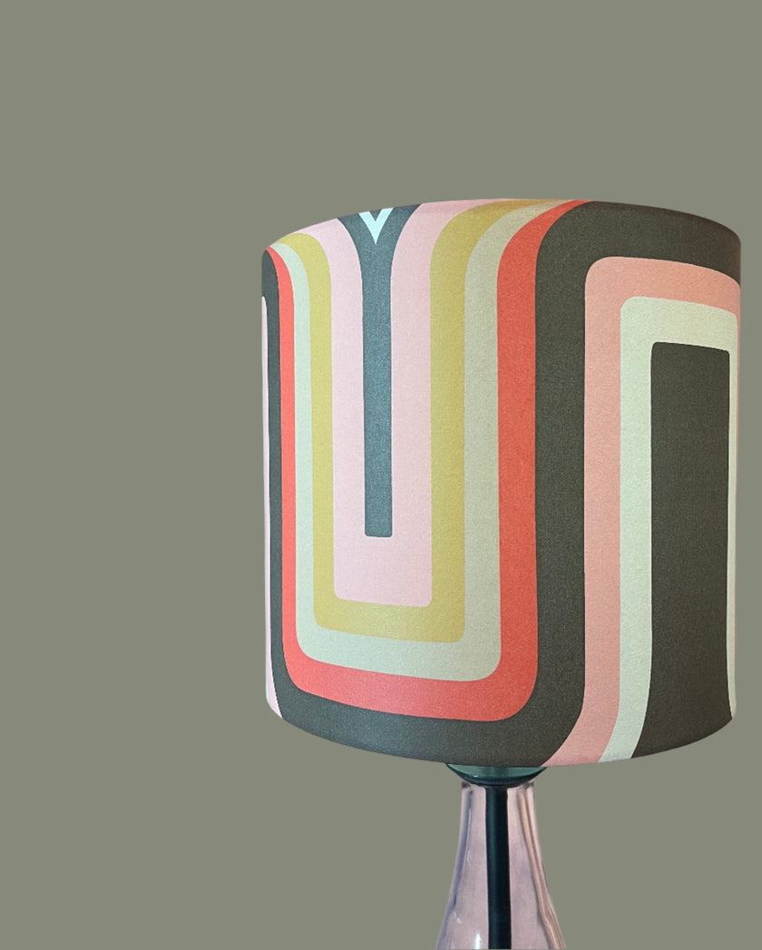 Retro geometric Lampshade - brown + pink